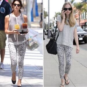 J Brand Capri Heaven Mini Floral Grey Cropped Skinny Cotton Jeans Pants Size 30